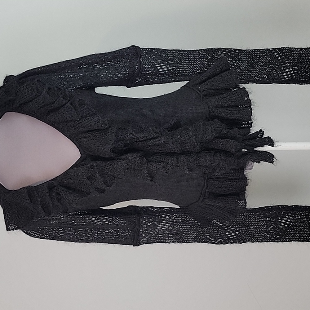 Moda International mohair y2k black ruffled peplum sweater